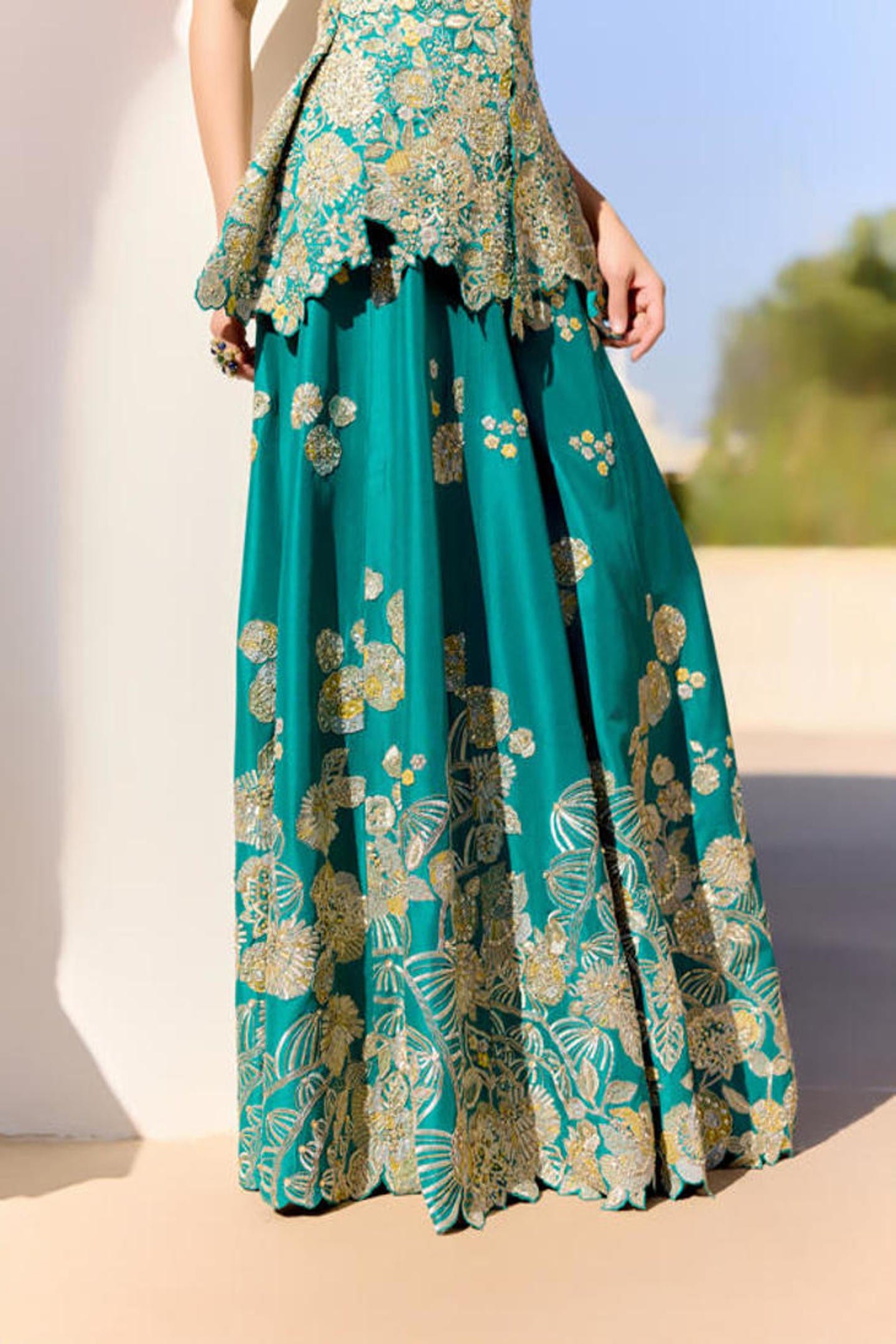 Pine Green Peplum Garara Set