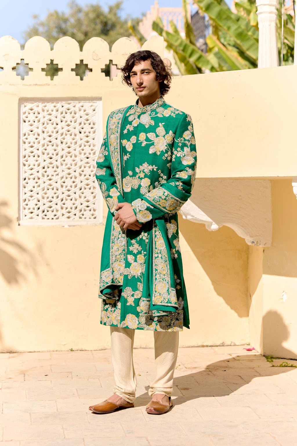 Jewel Green embroidered Sherwani Set