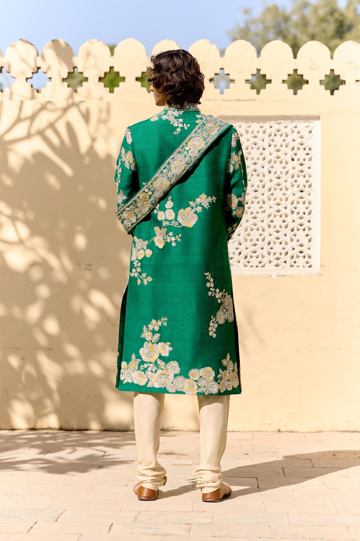 Jewel Green embroidered Sherwani Set