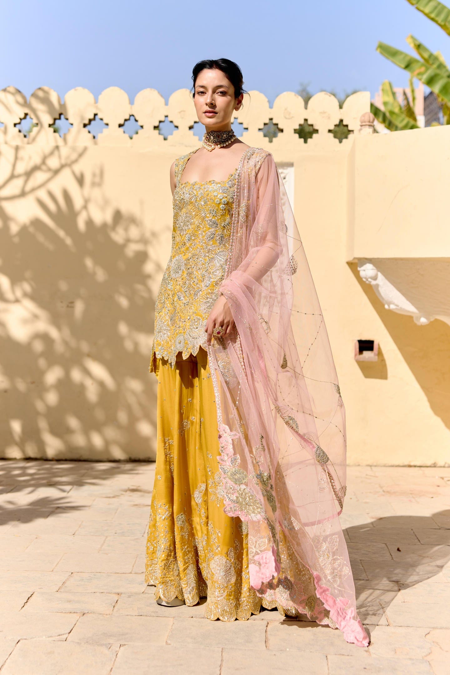 Canary Yellow Sharara Set