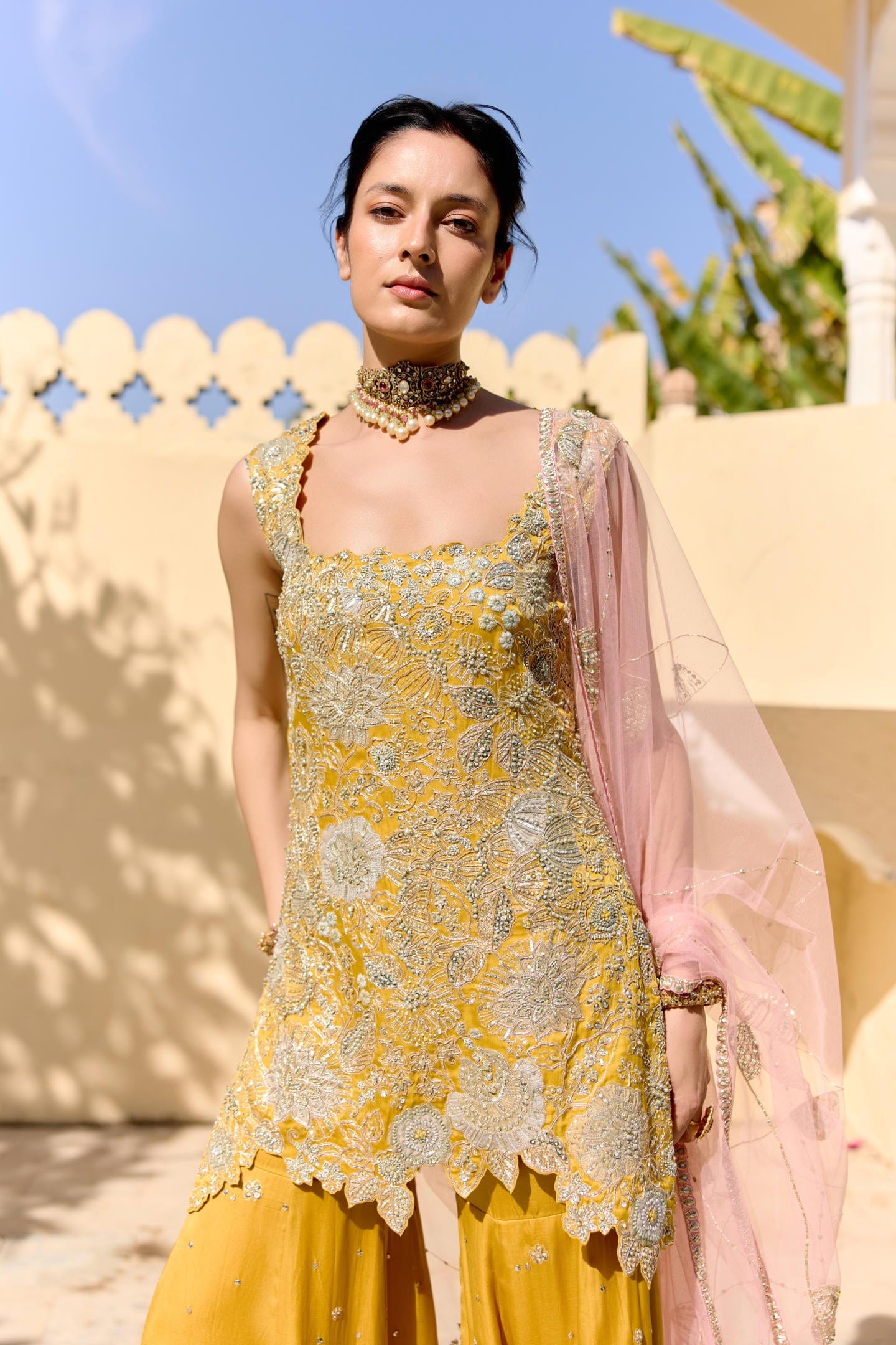 Canary Yellow Sharara Set