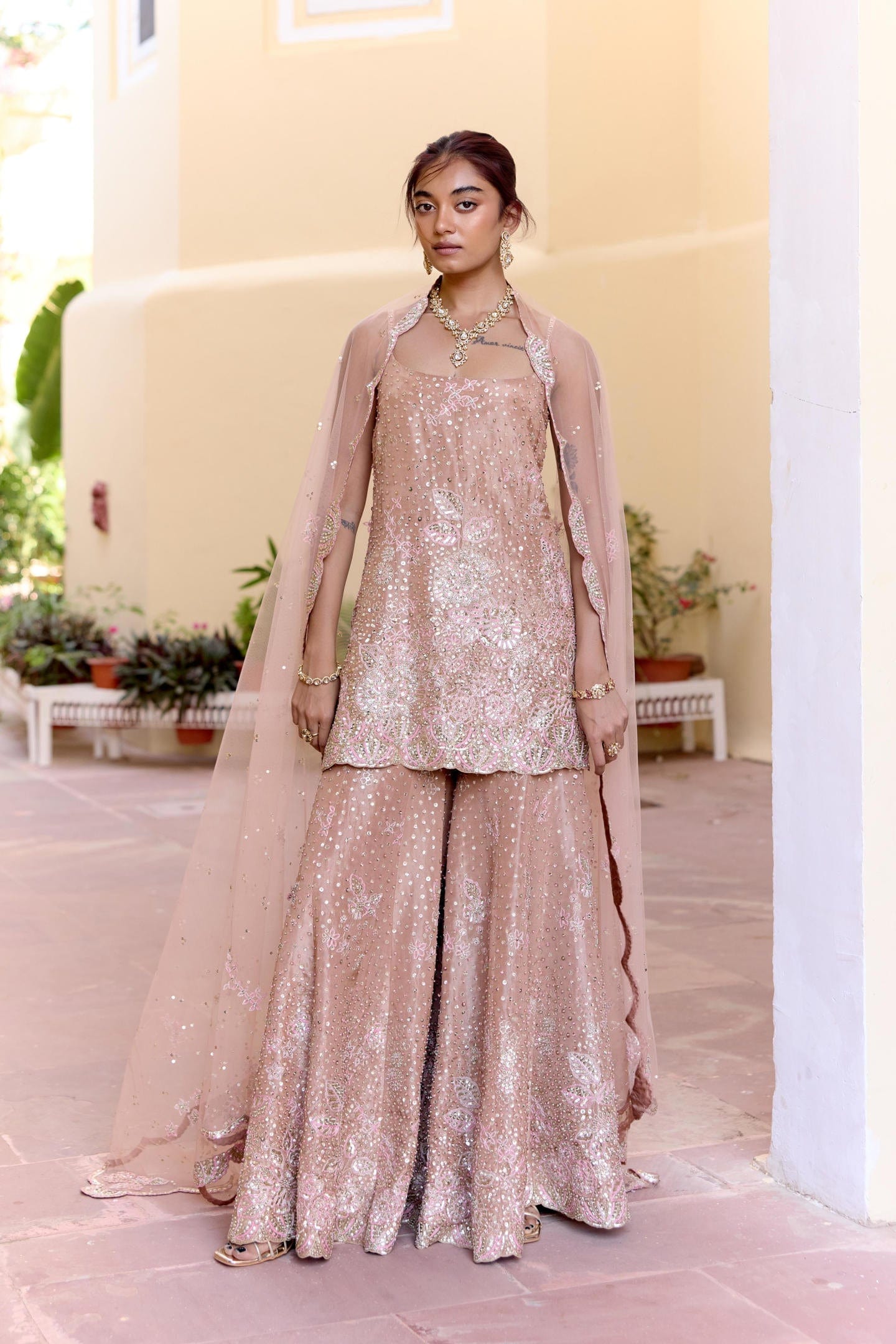 Caramel Taupe Sharara Set