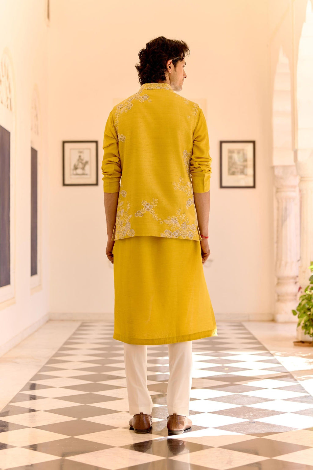 Acid Yellow Nehru Jacket Set