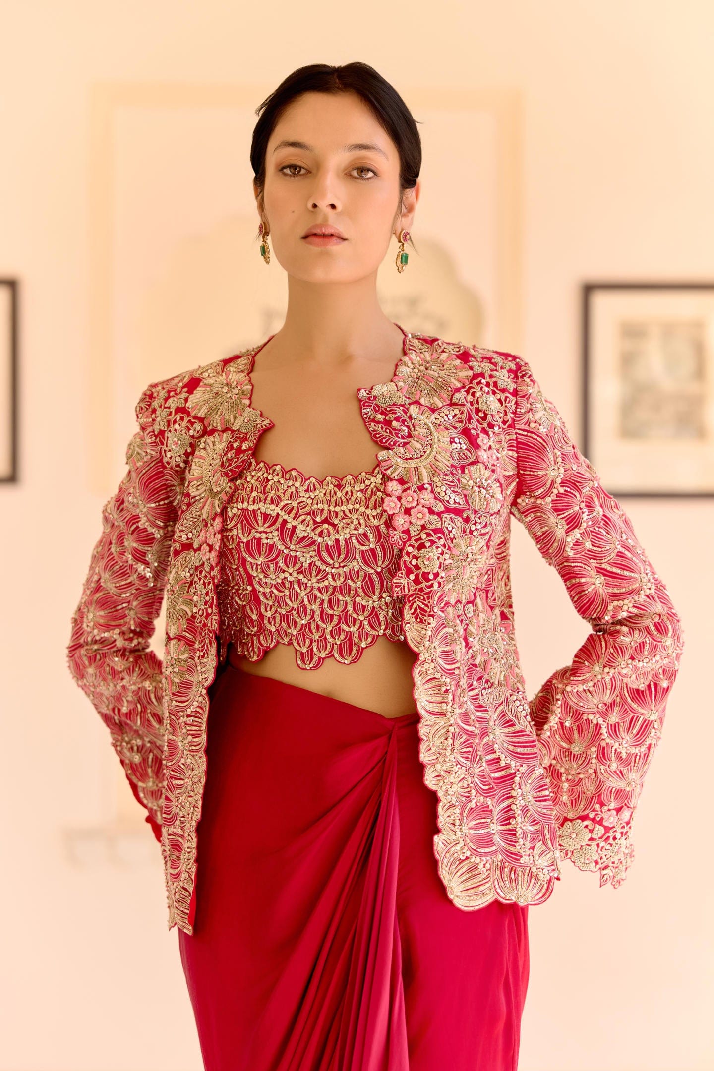 Cut Ruby Open Jacket Set