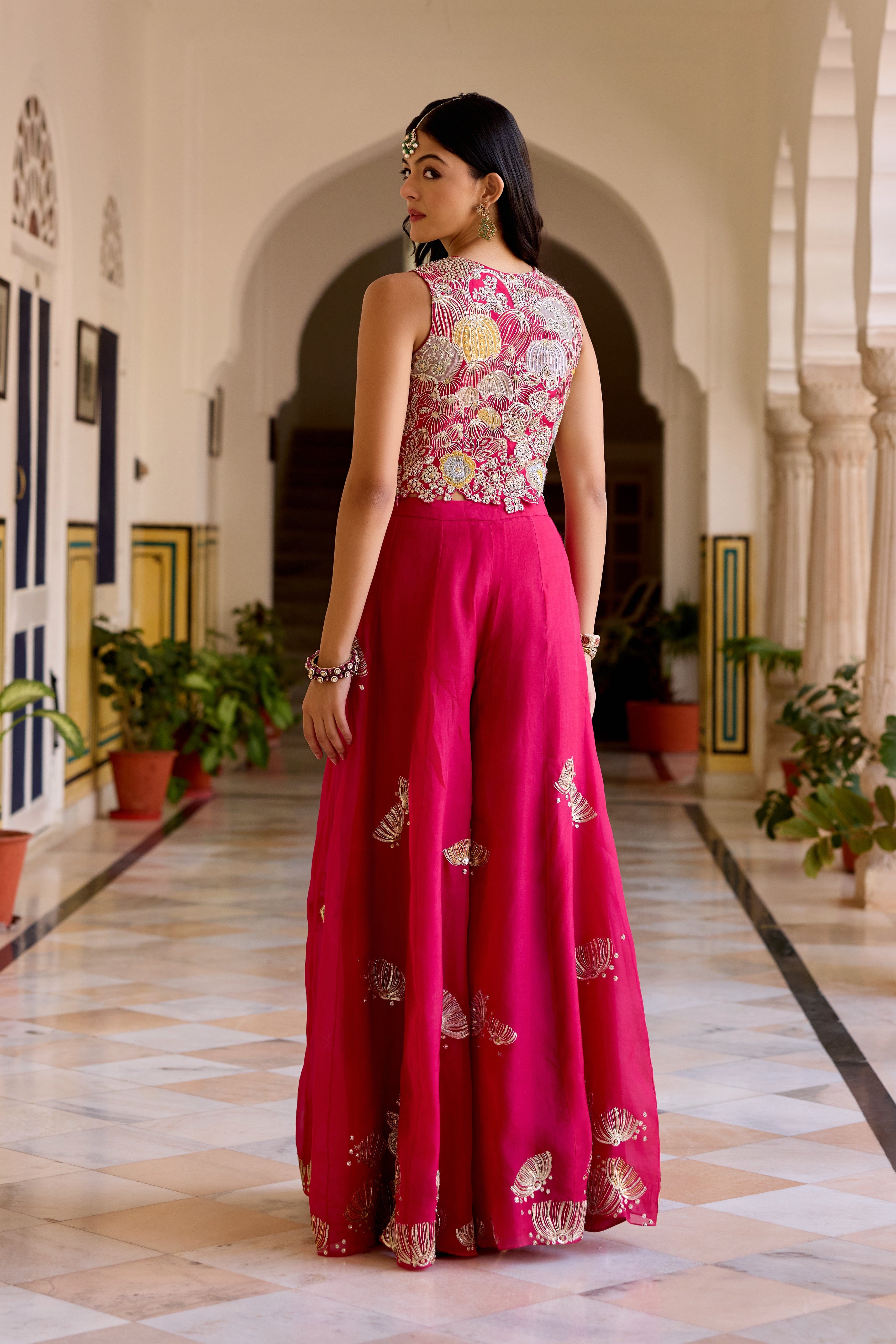 Cut Ruby Top and Garara Set