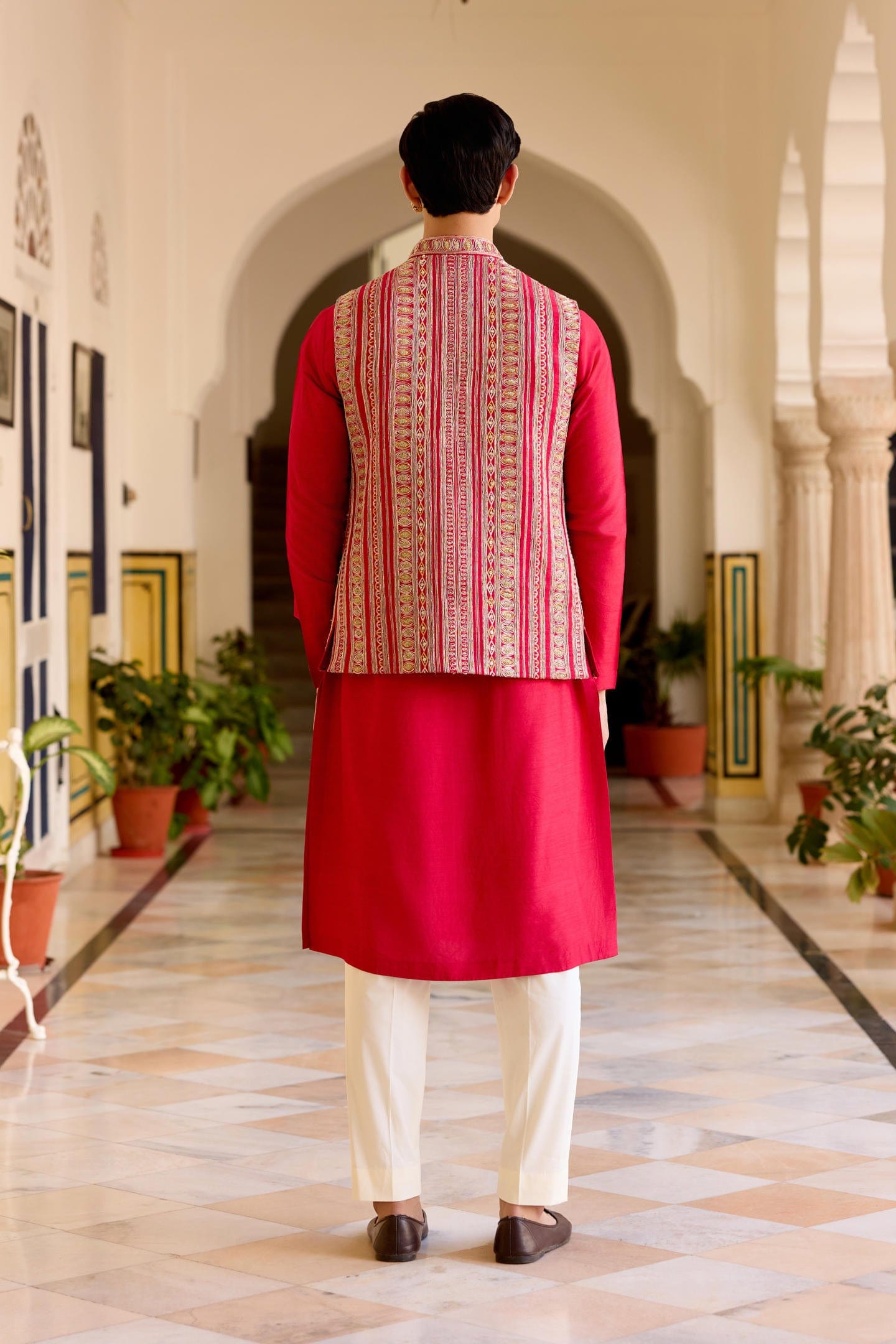 Cut Ruby Embroidered Nehru Jacket Set