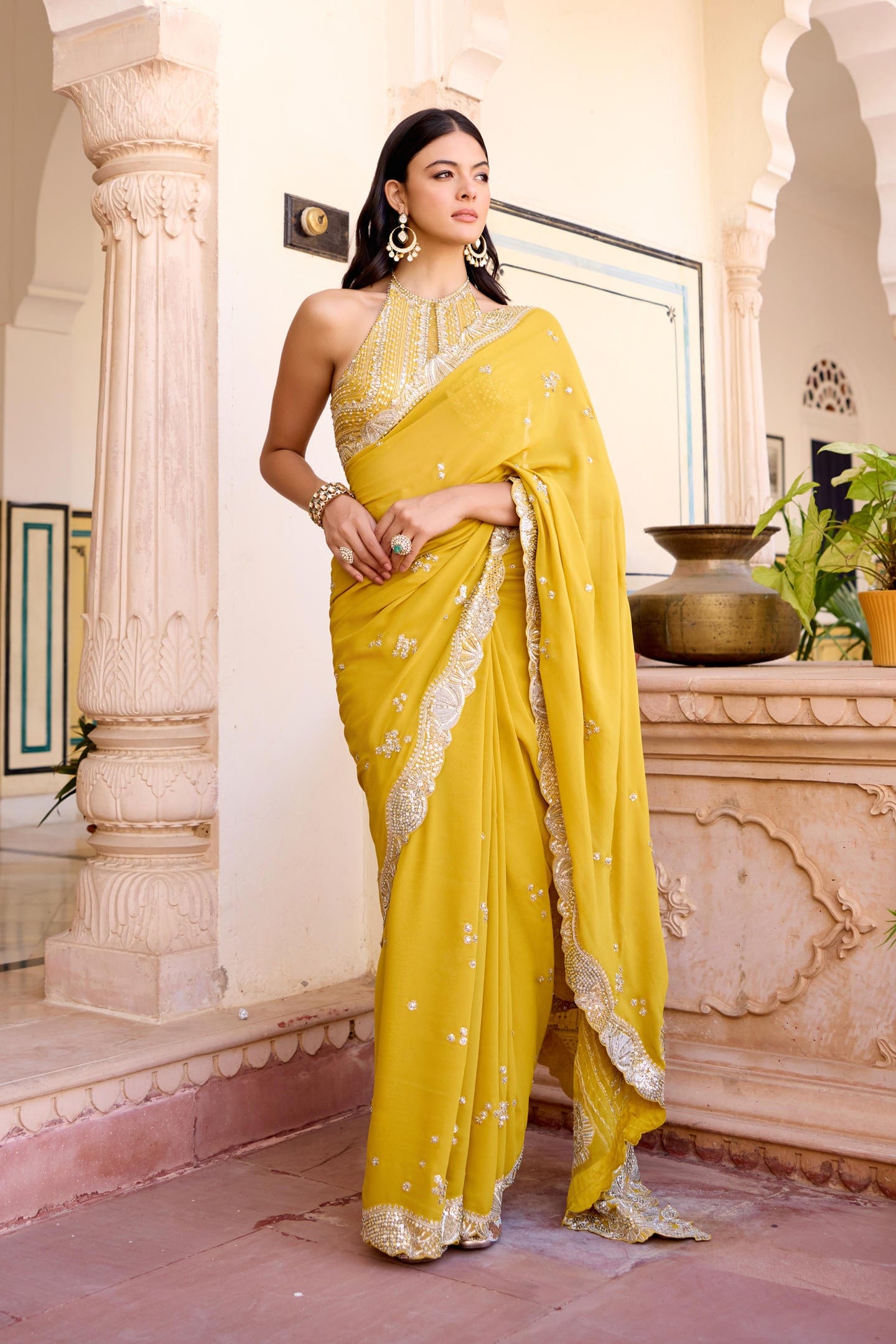 Canary Yellow Saree Set