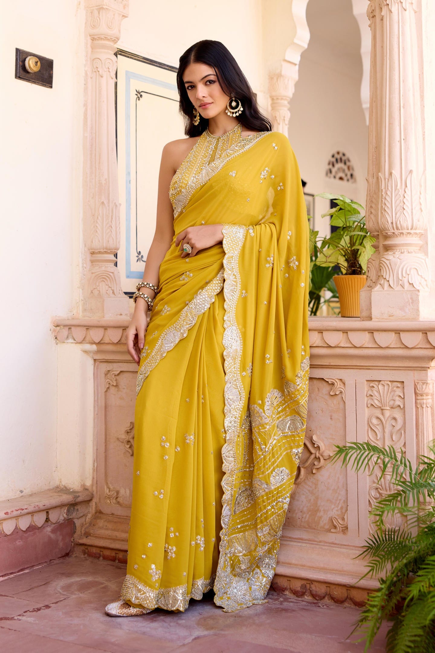 Canary Yellow Saree Set
