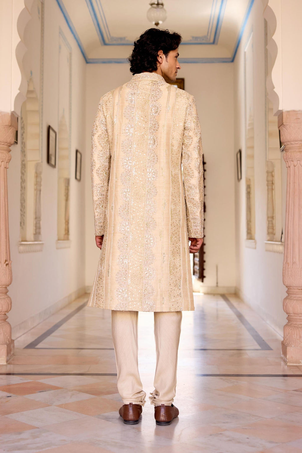 Camellia Pink Embroidered Sherwani Set