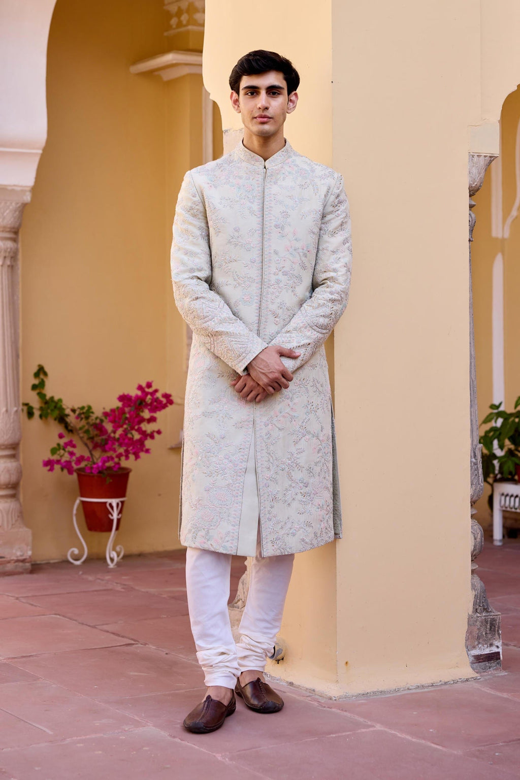 Celery Ice Sherwani Set
