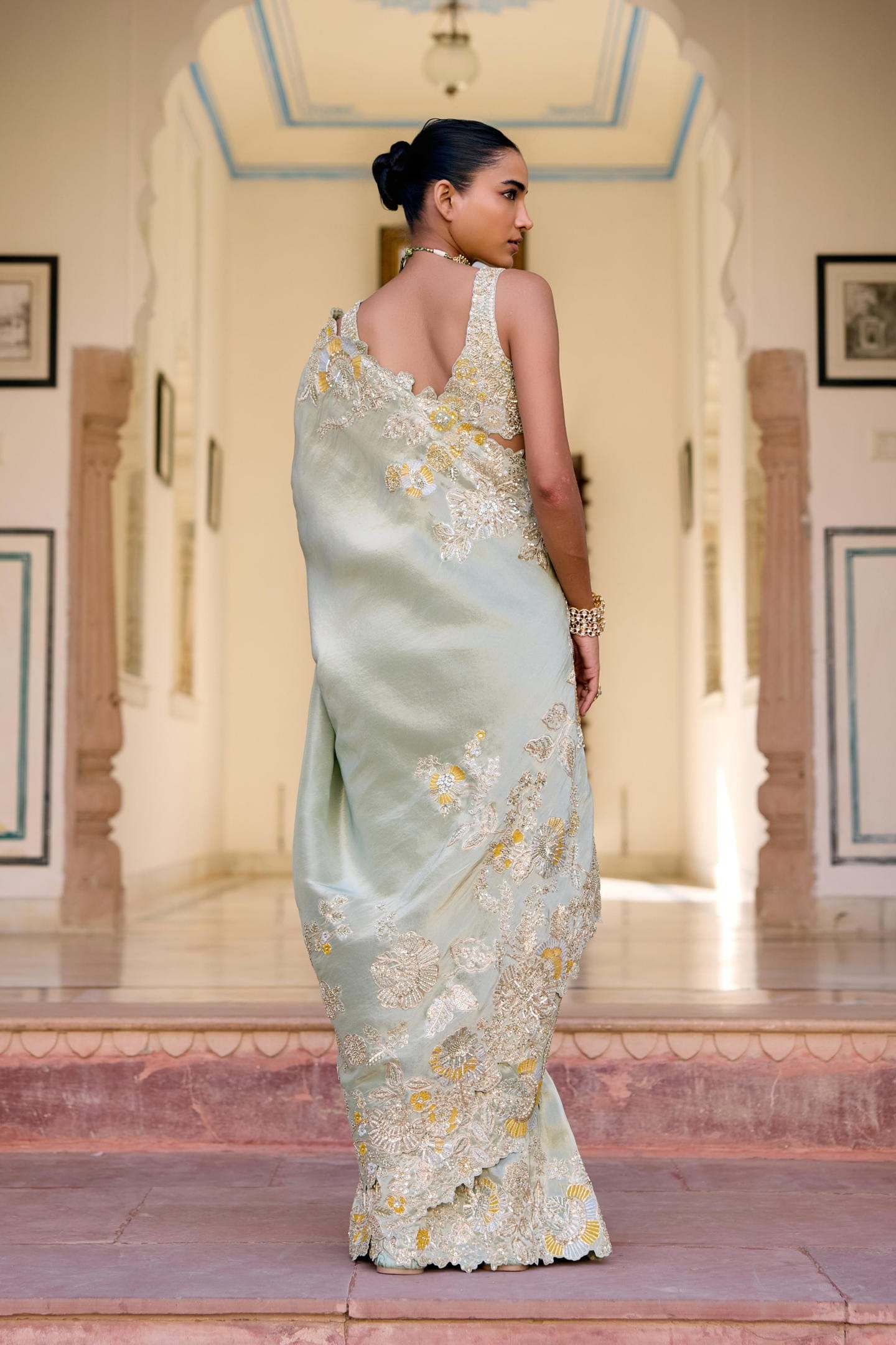 Sage Tissue Silk Saree Set