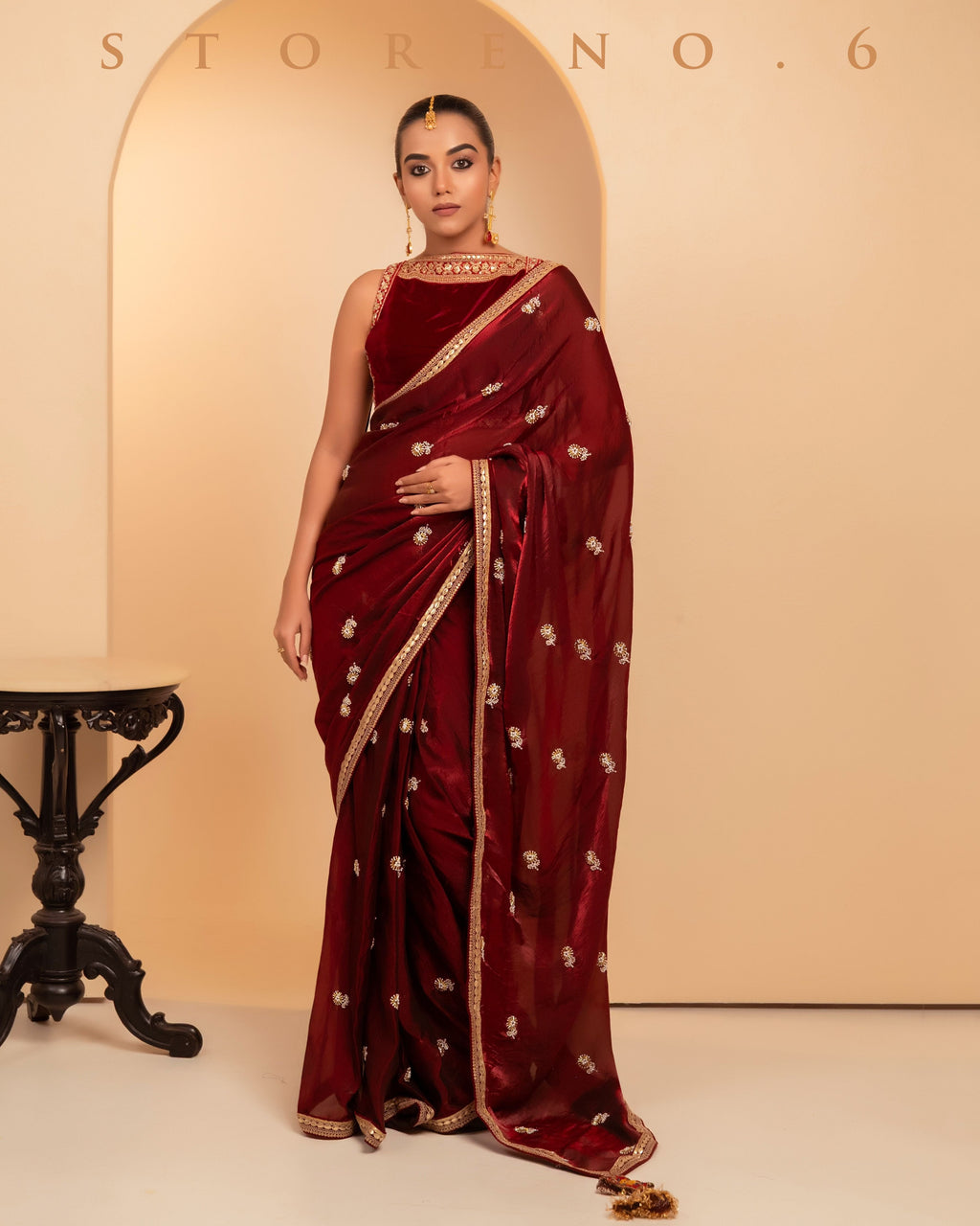 MAHOGANY MYSTERY SAREE WITH QUIRKY QUEST BLOUSE