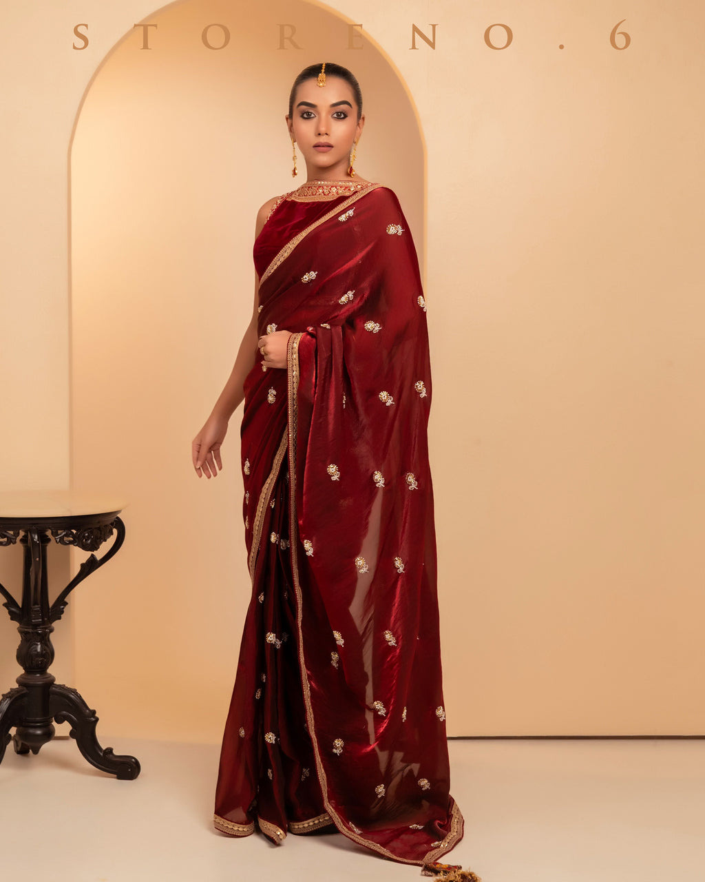 MAHOGANY MYSTERY SAREE WITH QUIRKY QUEST BLOUSE