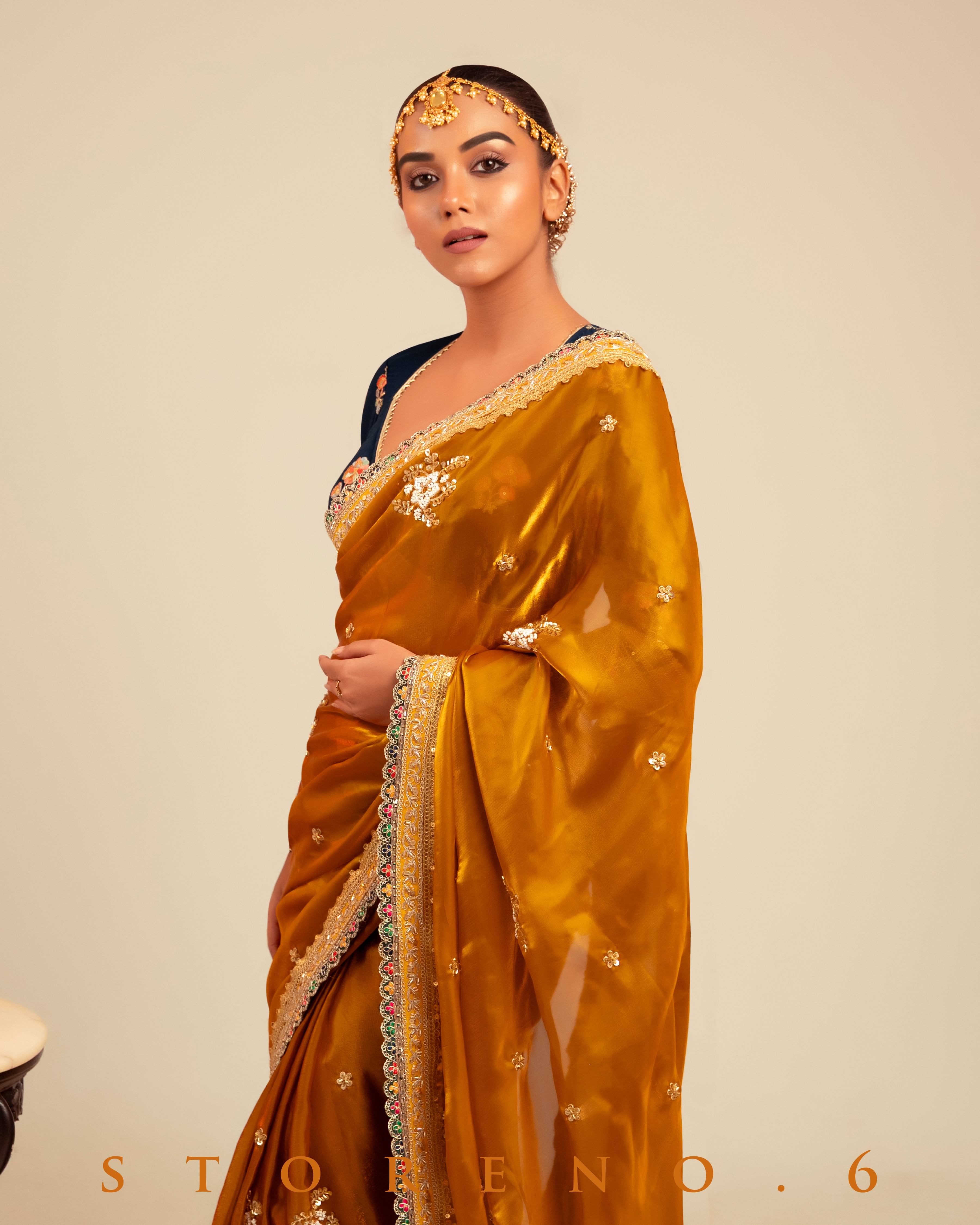 EXOTIC EMPRESS SAREE WITH PRUSSIAN PHENOMENA BLOUSE