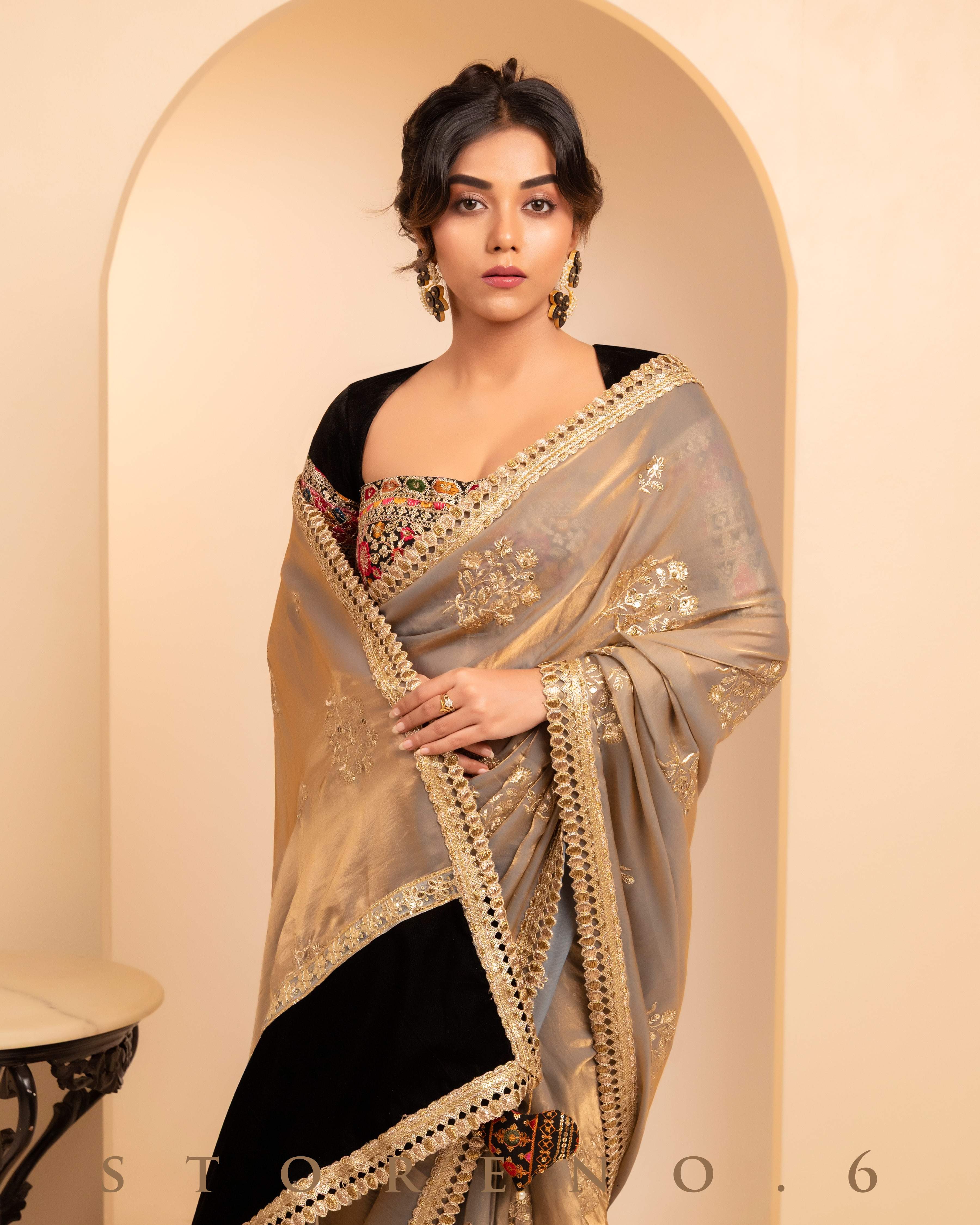 TITAN TREASURE SAREE WITH GUL KAARI SIAH MEDLEY BLOUSE