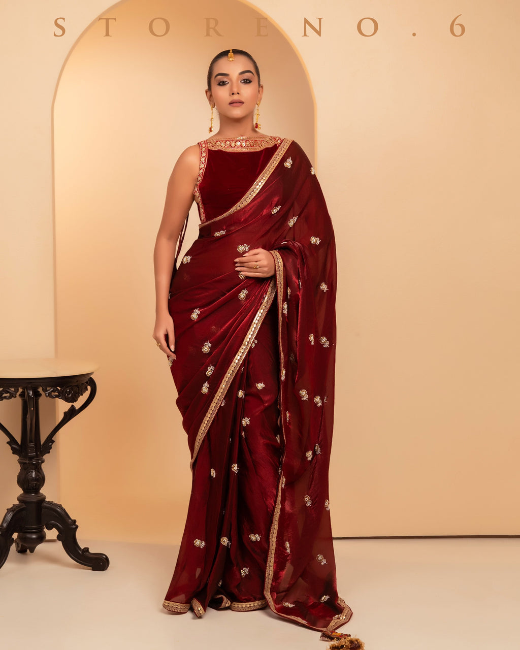 MAHOGANY MYSTERY SAREE WITH QUIRKY QUEST BLOUSE