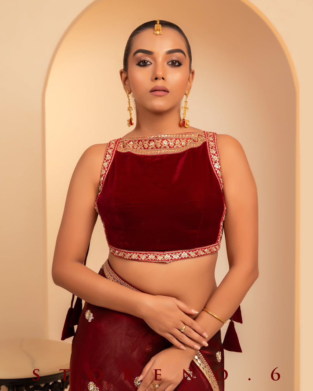 MAHOGANY MYSTERY SAREE WITH QUIRKY QUEST BLOUSE