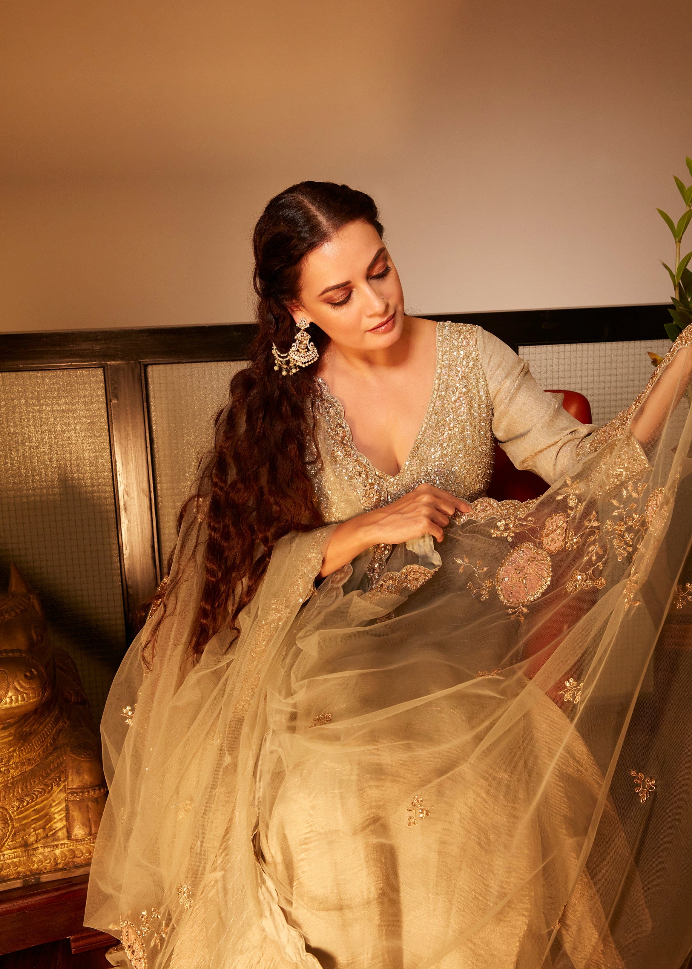 Tea Green Tissue Anarkali Set